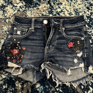 American eagle floral patterned denim shorts